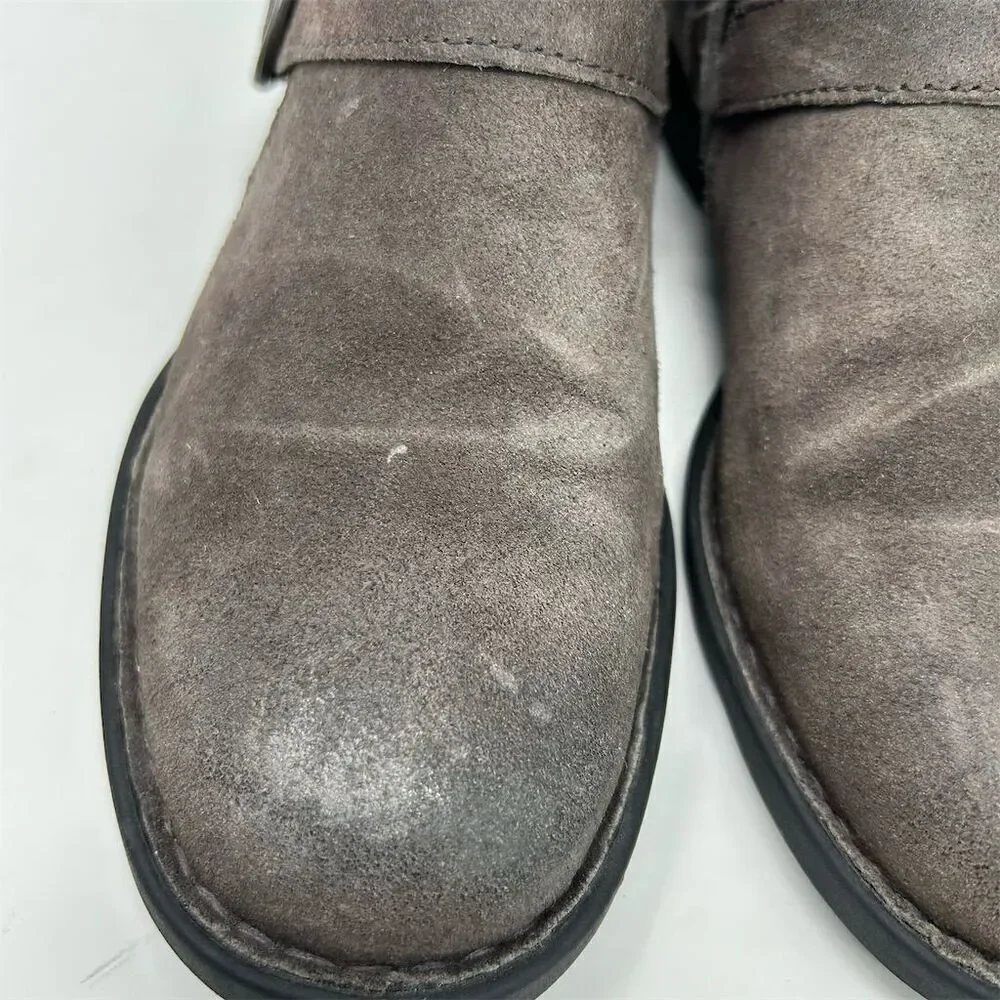 Born Women's Light Taupe Gray Leather Ankle Booties Double Buckle Strap Size 9M